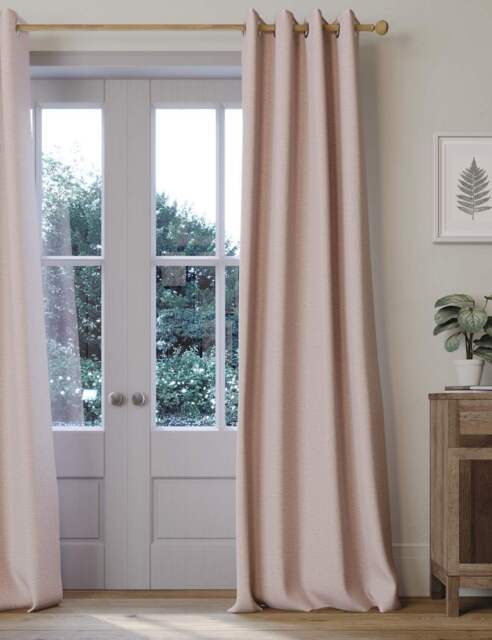 M&S Brushed Eyelet Blackout Thermal Curtains Blush