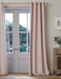 M&S Brushed Eyelet Blackout Thermal Curtains Blush