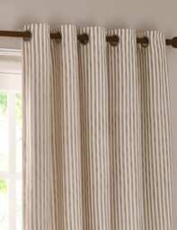 YARD Hebden Pure Cotton Striped Eyelet Curtains Natural Mix