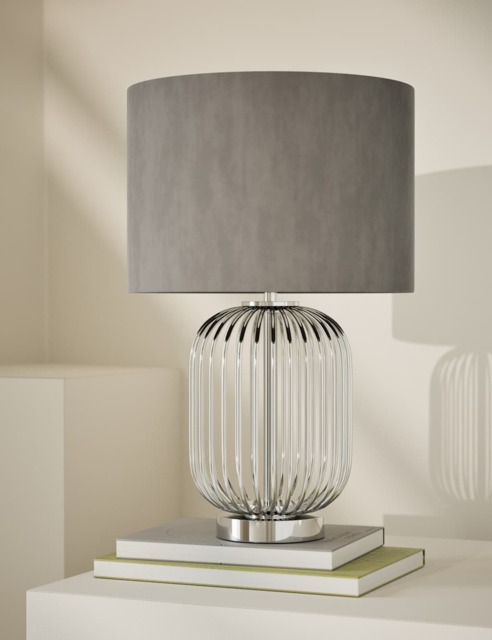 M&S Madrid Curved Table Lamp Silver Mix