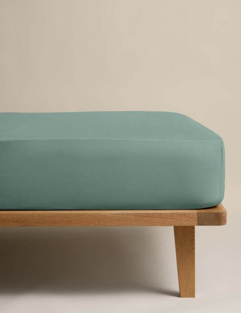 M&S Egyptian Cotton 230 Thread Count StayPut Fitted Sheet Smokey Green