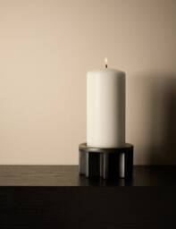 M&S X Kelly Hoppen Ridged Pillar Candle Holder Anthracite