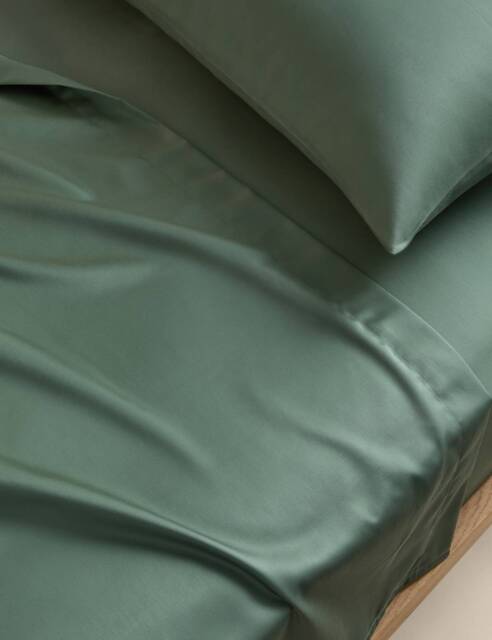 M&S Egyptian Cotton 400 Thread Count Silky Flat Sheet Smokey Green