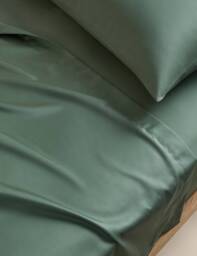 M&S Egyptian Cotton 400 Thread Count Silky Flat Sheet Smokey Green