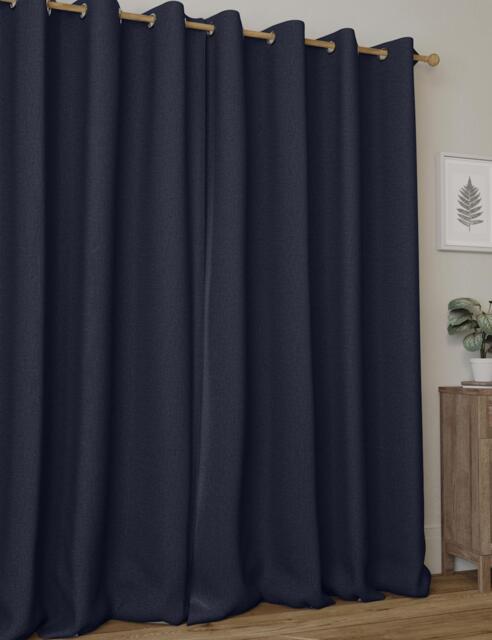 M&S Brushed Eyelet Blackout Thermal Curtains Navy