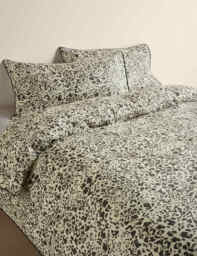 M&S Pure Cotton Animal Print Bedding Set Charcoal Mix