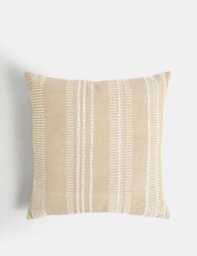 M&S Pure Cotton Embroidered Cushion Neutral