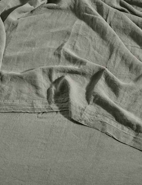 Bedfolk Pure Linen Washed Flat Sheet Khaki