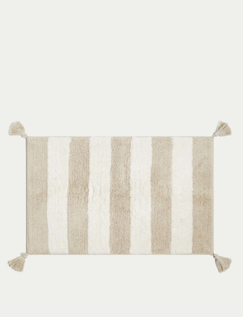 M&S Pure Cotton Striped Bath Mat Natural