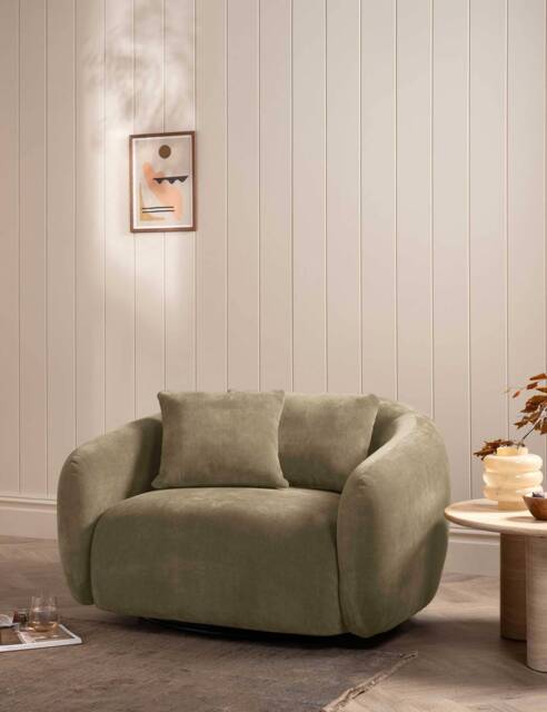 BARKER AND STONEHOUSE Cocoon Chenille Swivel Snuggle Chair Light Grey