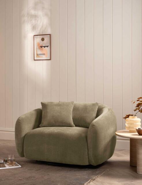 BARKER AND STONEHOUSE Cocoon Chenille Swivel Snuggle Chair Light Grey