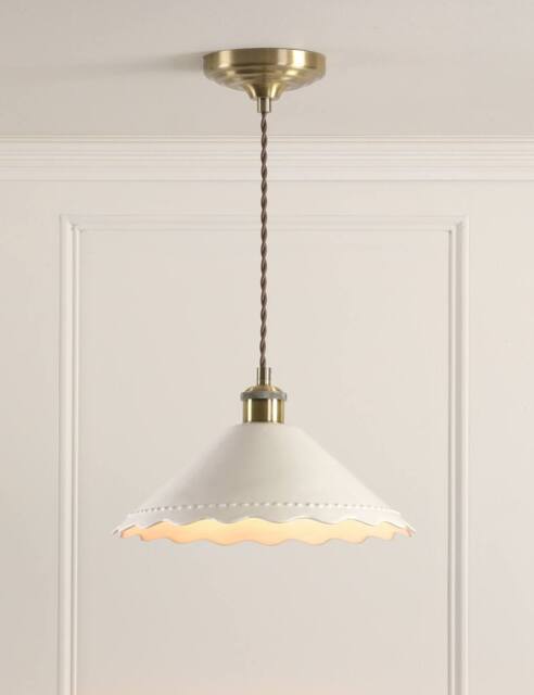 Laura Ashley Daws Ceramic Scallop Pendant Light Antique Brass