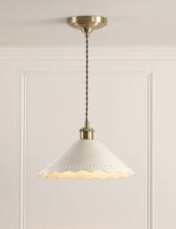 Laura Ashley Daws Ceramic Scallop Pendant Light Antique Brass