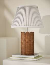 M&S Wicker Scalloped Table Lamp Natural