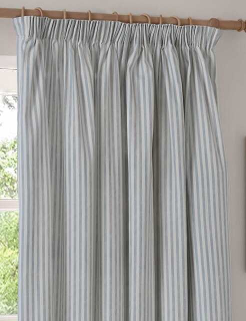 YARD Hebden Pure Cotton Striped Curtains Blue Mix
