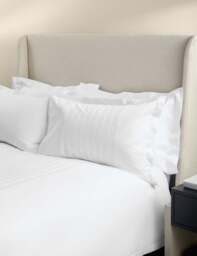 M&S X Kelly Hoppen Pure Cotton Jacquard Striped Bedding Set White