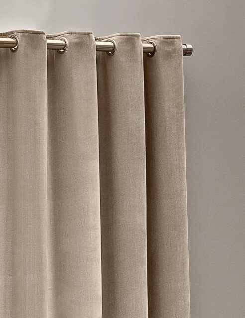 YARD Chenille Velvet Eyelet Curtains Natural