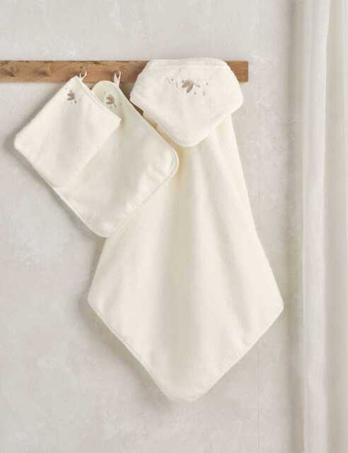 Mamas & Papas 3pc Pure Cotton Towelling Set Cream