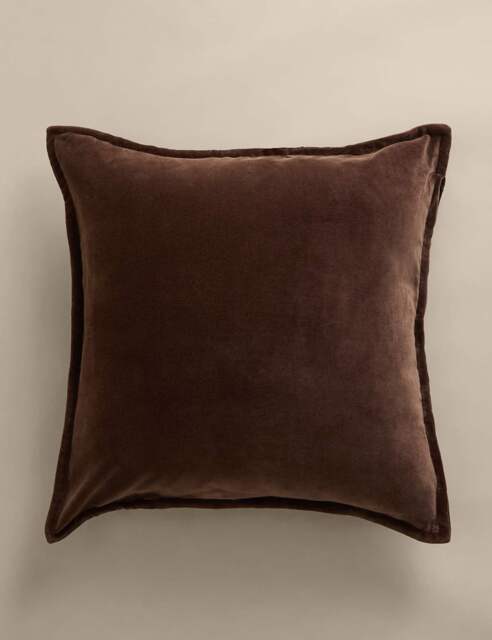 M&S Pure Cotton Velvet Cushion Chocolate