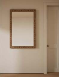 M&S Hugo Marquetry Wood Rectangular Wall Mirror Natural