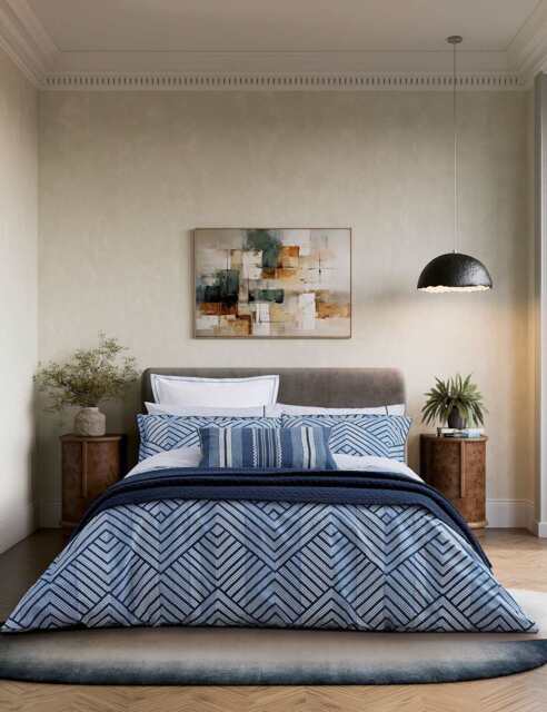 Bedeck of Belfast Pure Cotton Kayah Liyana Quilted Throw Indigo