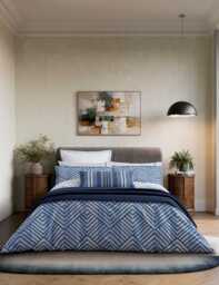 Bedeck of Belfast Pure Cotton Kayah Liyana Quilted Throw Indigo