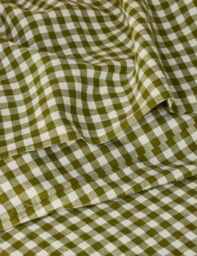Piglet In Bed Linen Rich Gingham Flat Sheet Green Mix