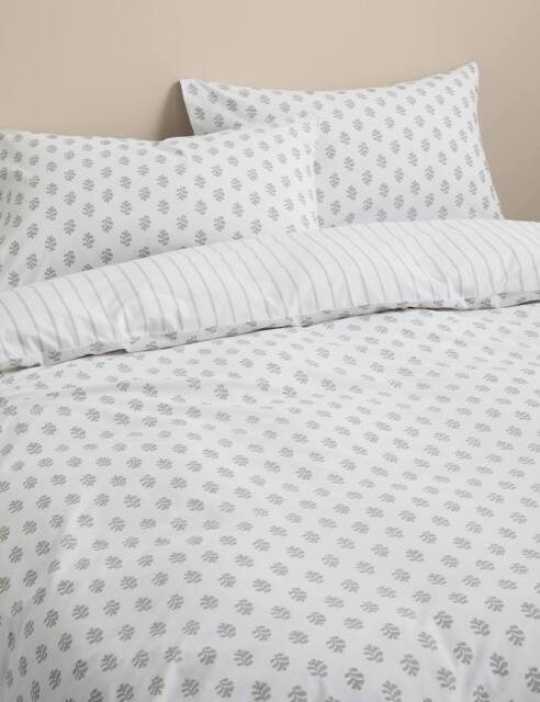 M&S Cotton Blend Mini Leaf Bedding Set Marble
