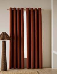 M&S Velvet Eyelet Curtains Chestnut
