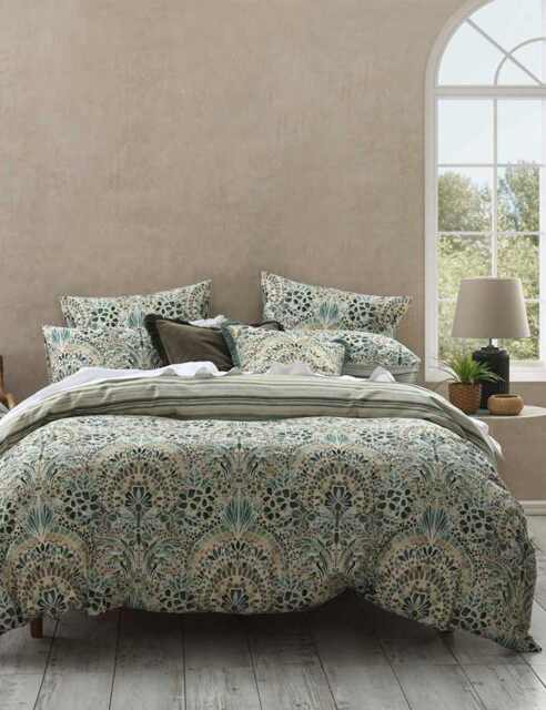 MM Linen Pure Cotton Sateen Andora Bedding Set Green Mix