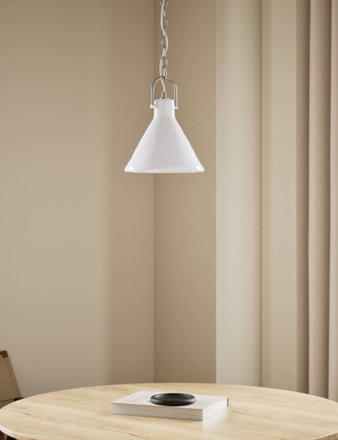 M&S Ceramic Mottled Cone Pendant Light White