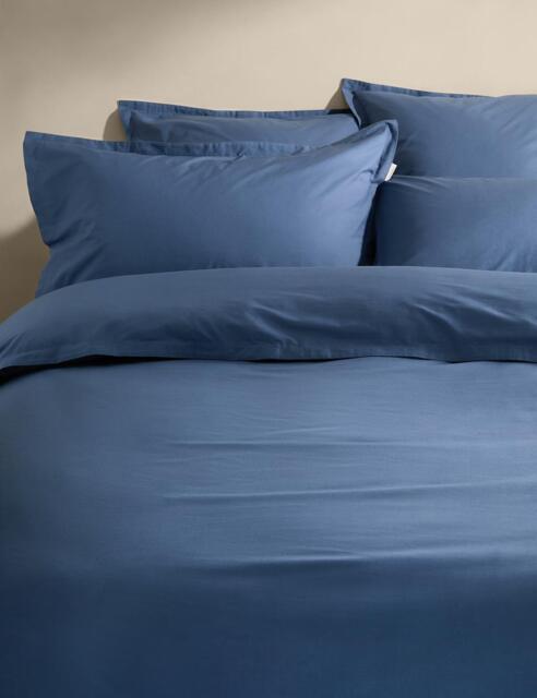 M&S X Fired Earth Washed Cotton Duvet Cover Carbon Blue
