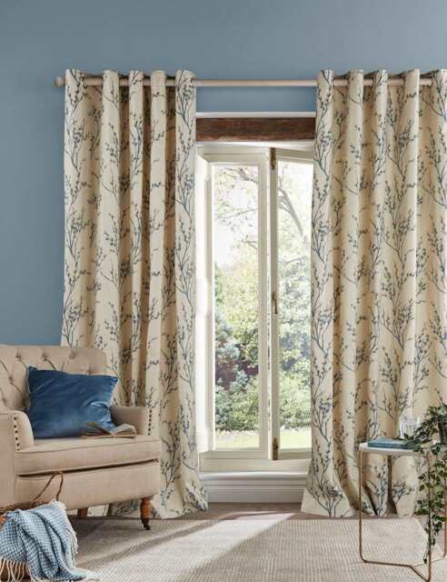 Laura Ashley Pussy Willow Eyelet Curtains White Mix