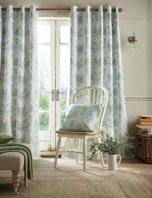 Laura Ashley Tuileries Blackout Eyelet Curtains White Mix