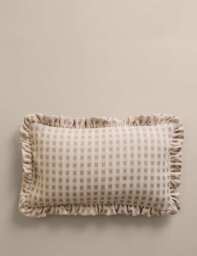 M&S Chenille Woven Gingham Bolster Cushion Neutral