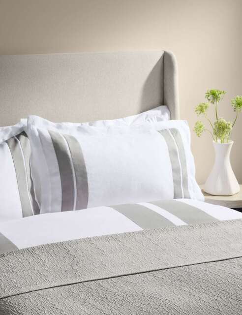 M&S X Kelly Hoppen Pure Cotton Textured Jacquard Bedspread Grey