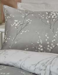 Laura Ashley 2 Pack Pure Cotton Sateen Pussy Willow Pillowcases Silver Grey