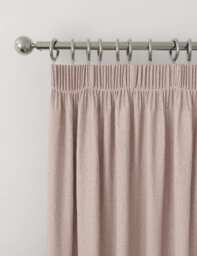 M&S Brushed Pencil Pleat Blackout Thermal Curtains Blush