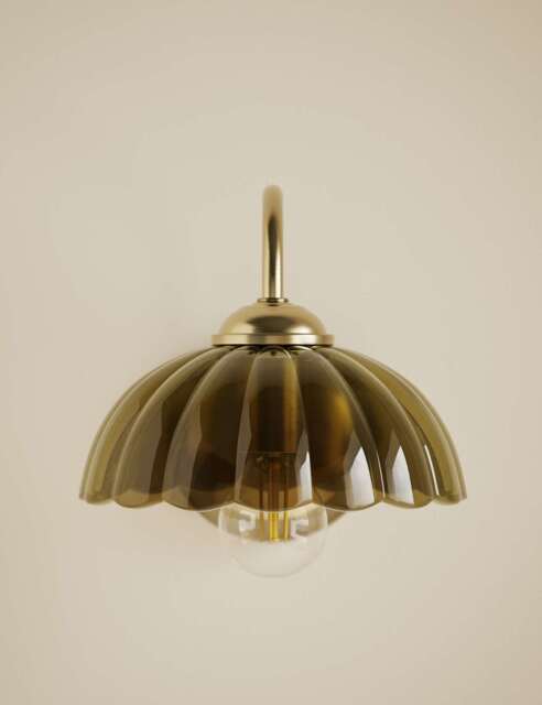 M&S Scalloped Glass Shade Wall Light Green