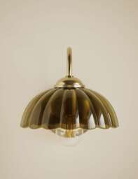 M&S Scalloped Glass Shade Wall Light Green