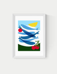 East End Prints Small Fish Framed Art White