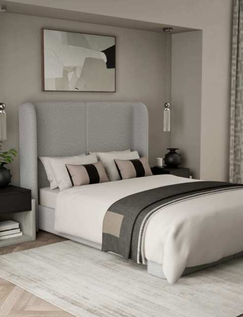 M&S X Kelly Hoppen 500 Thread Count Pure Cotton Sateen Bedding Set Cream