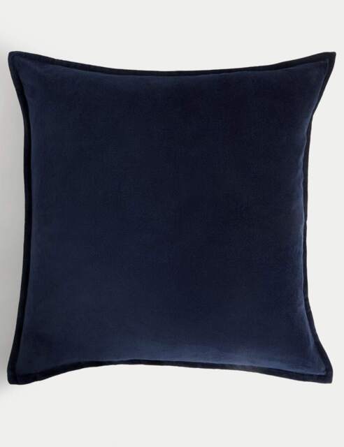 M&S Pure Cotton Velvet Large Cushion Navy