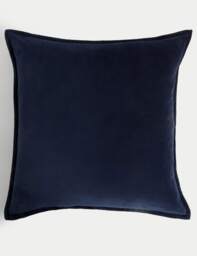 M&S Pure Cotton Velvet Large Cushion Navy