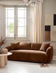 BARKER AND STONEHOUSE Cocoon Chenille 3 Seater Curved Sofa Brown