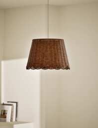 M&S Wicker Scallop Lamp Shade Brown