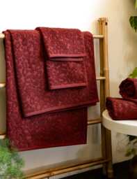 Rockett St George Pure Cotton Leopard Jacquard Towel Burgundy