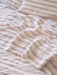 Piglet In Bed Linen Rich Striped Flat Sheet Red Mix