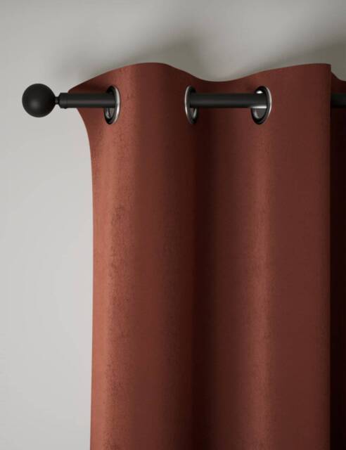 M&S Velvet Eyelet Curtains Terracotta
