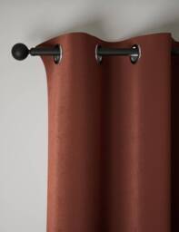 M&S Velvet Eyelet Curtains Terracotta